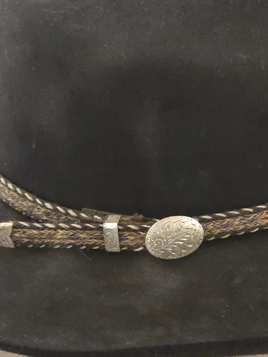 Vintage Resistol Quicksilver Black Cowboy Hat 7 1/4 Western Band Faded Horseboy - Picture 3 of 7